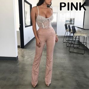 JLUXLABEL High Waisted Modern Luxe Trouser in Pink - Small